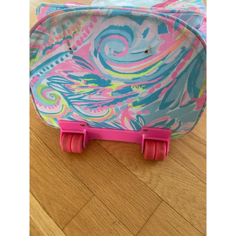 Lilly Pulitzer Suitcase Insulated Rolling Cooler Bag Pink Carnivale Coral Rare